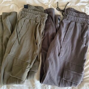 Alphalete Identity Cargo Jogger Pants - Olive and Gray Bundle